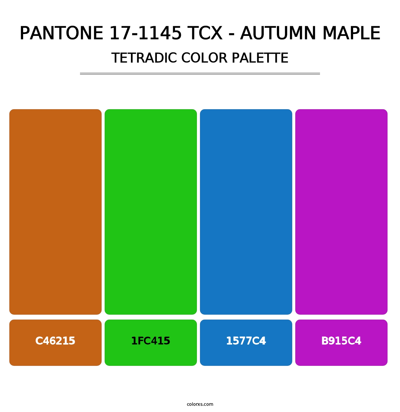 PANTONE 17-1145 TCX - Autumn Maple - Tetradic Color Palette