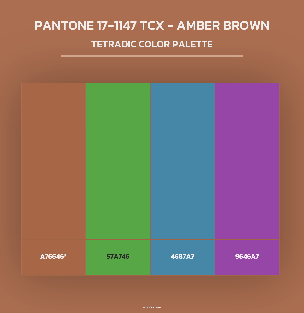PANTONE 17-1147 TCX - Amber Brown - Tetradic Color Palette