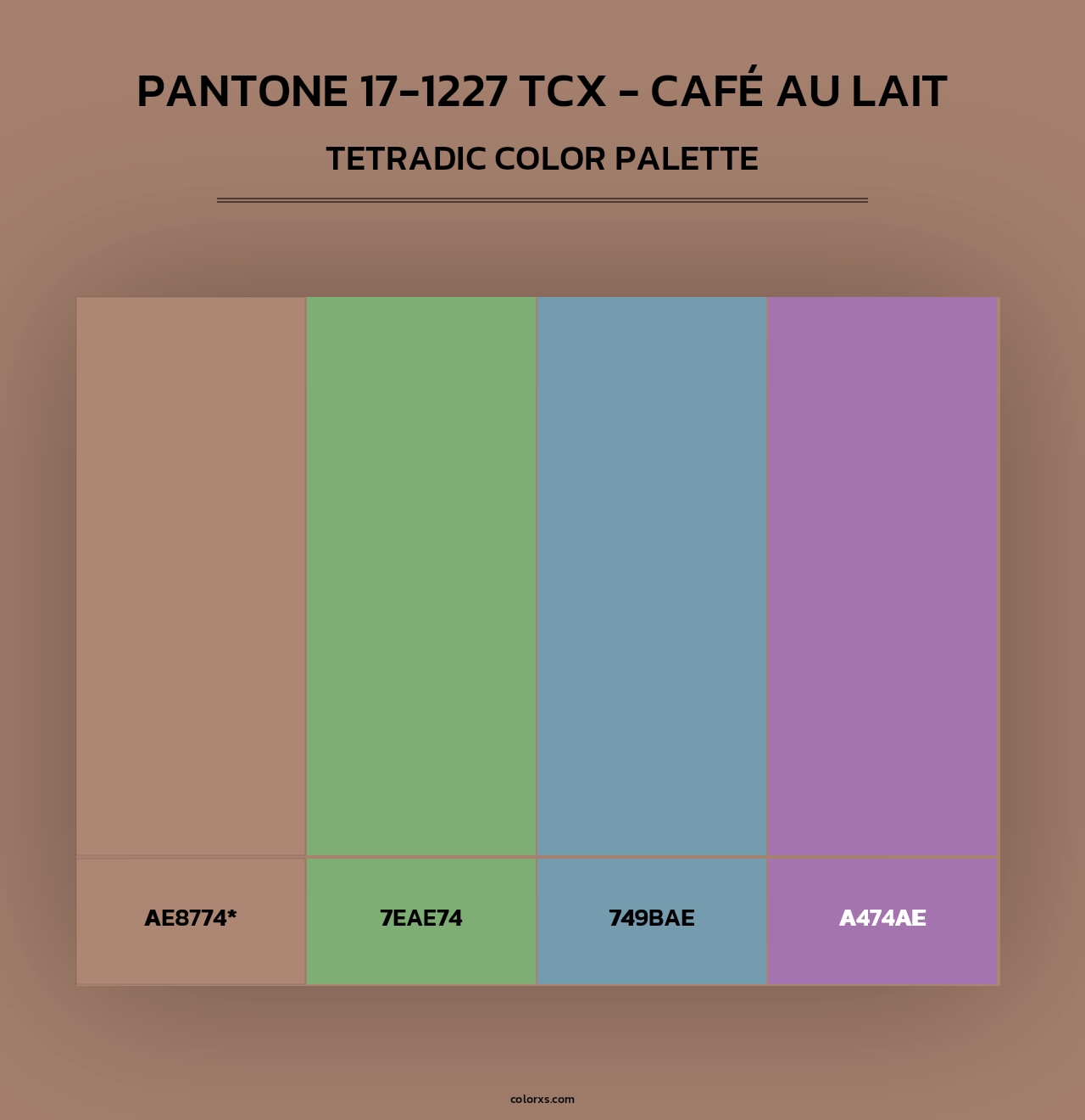 PANTONE 17-1227 TCX - Café au Lait - Tetradic Color Palette