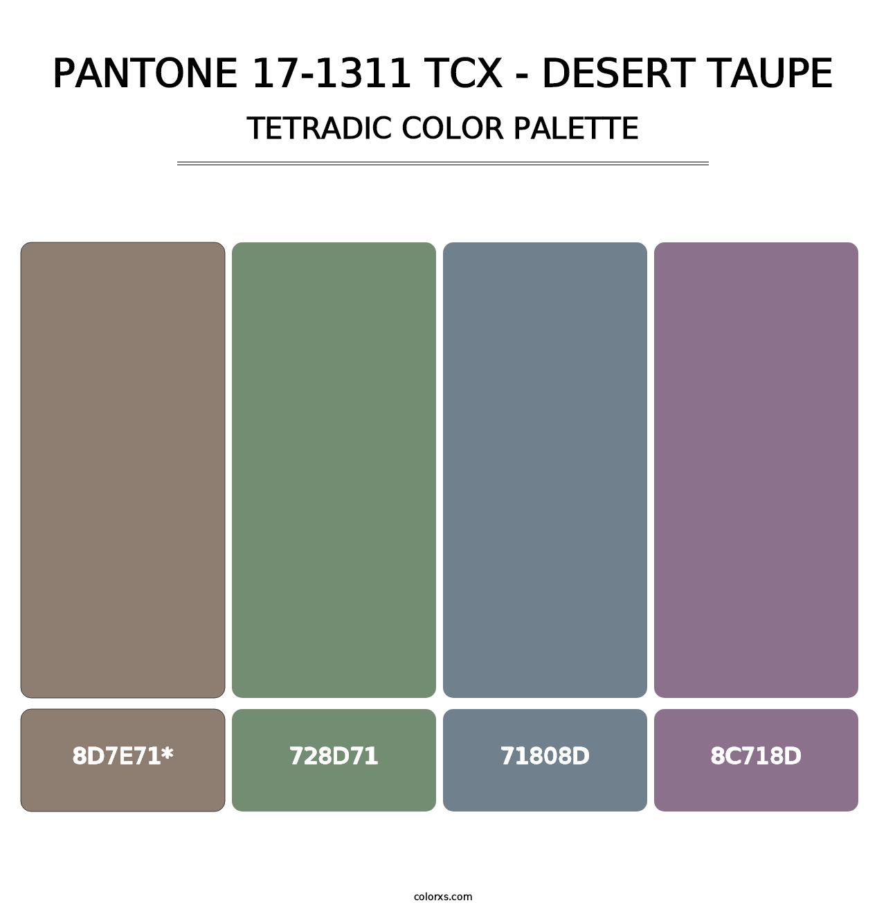 PANTONE 17-1311 TCX - Desert Taupe - Tetradic Color Palette