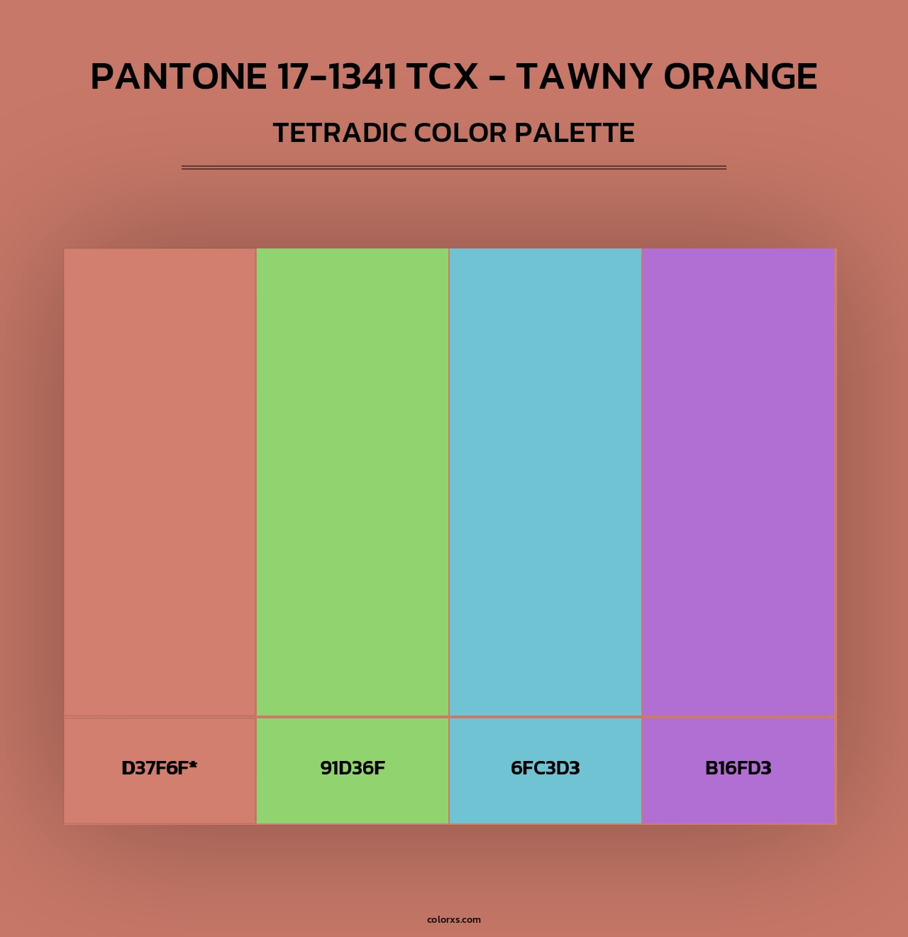 PANTONE 17-1341 TCX - Tawny Orange - Tetradic Color Palette