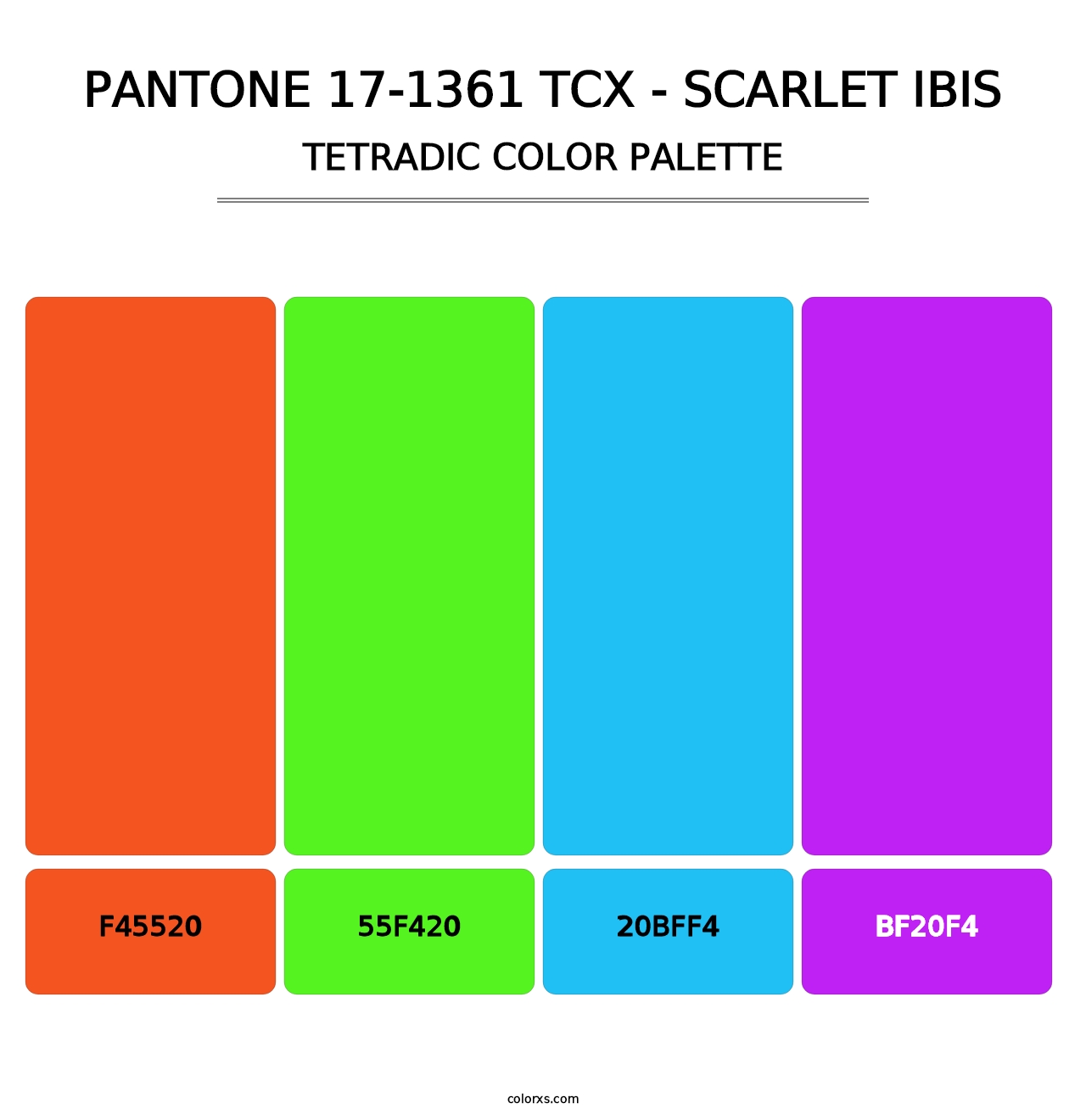 PANTONE 17-1361 TCX - Scarlet Ibis - Tetradic Color Palette