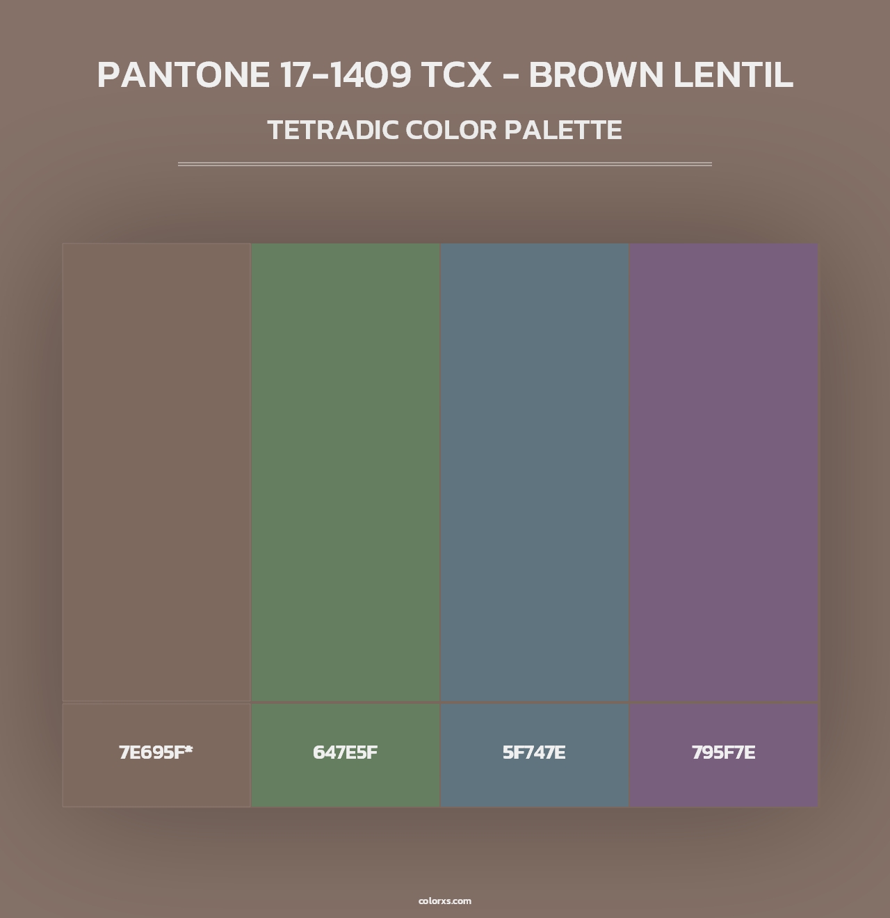 PANTONE 17-1409 TCX - Brown Lentil - Tetradic Color Palette