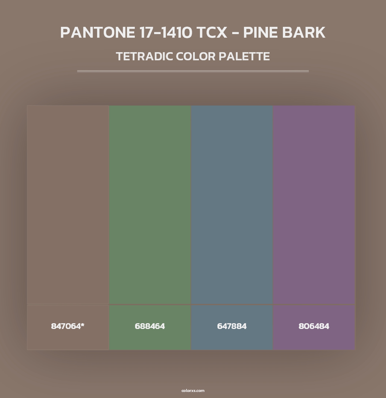 PANTONE 17-1410 TCX - Pine Bark - Tetradic Color Palette