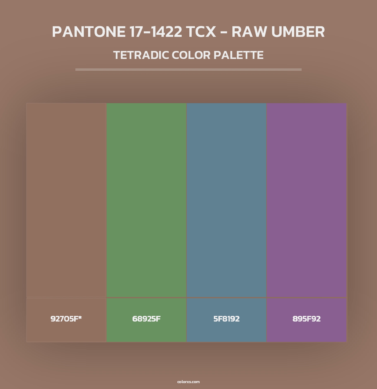 PANTONE 17-1422 TCX - Raw Umber - Tetradic Color Palette