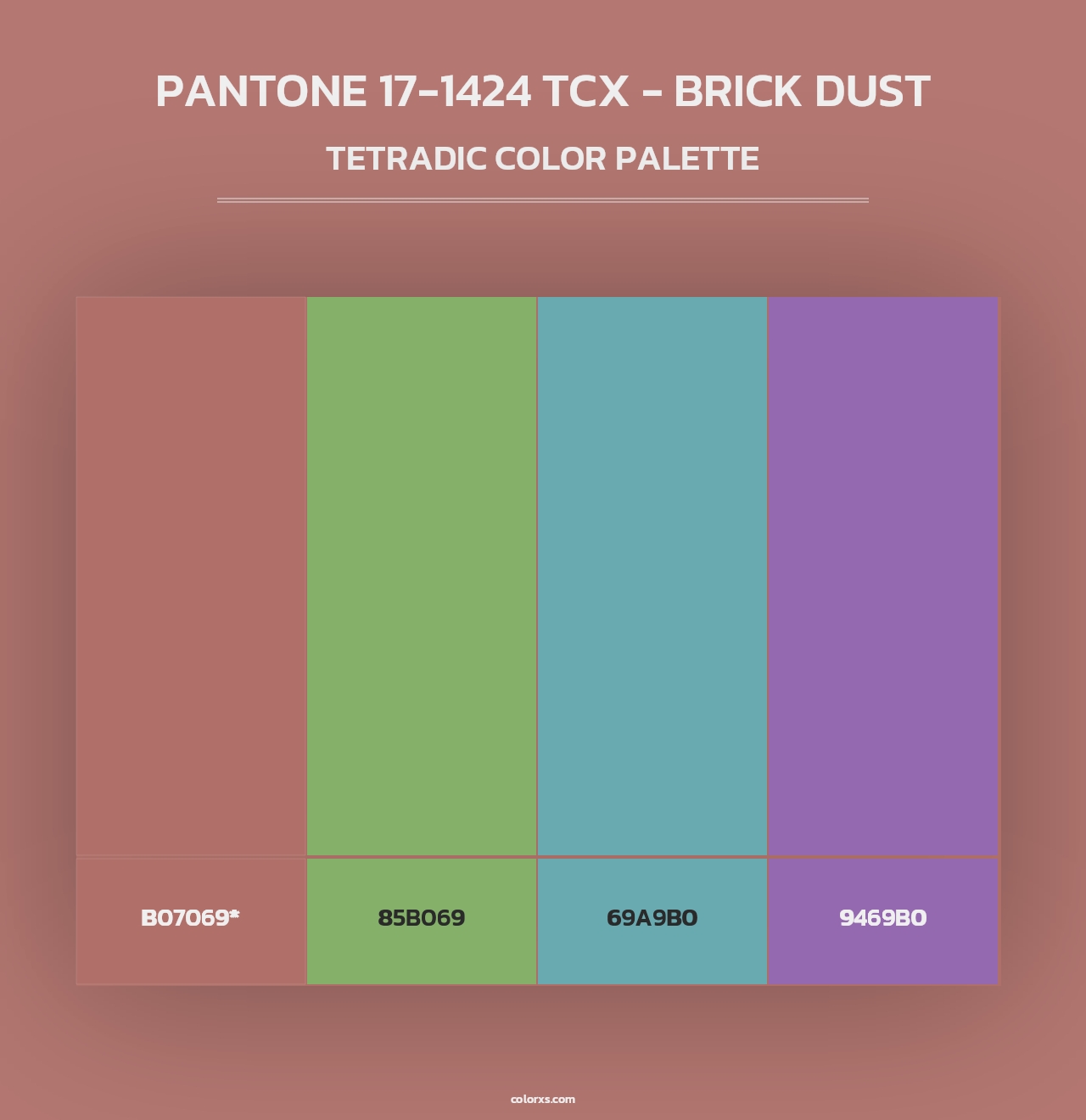 PANTONE 17-1424 TCX - Brick Dust - Tetradic Color Palette