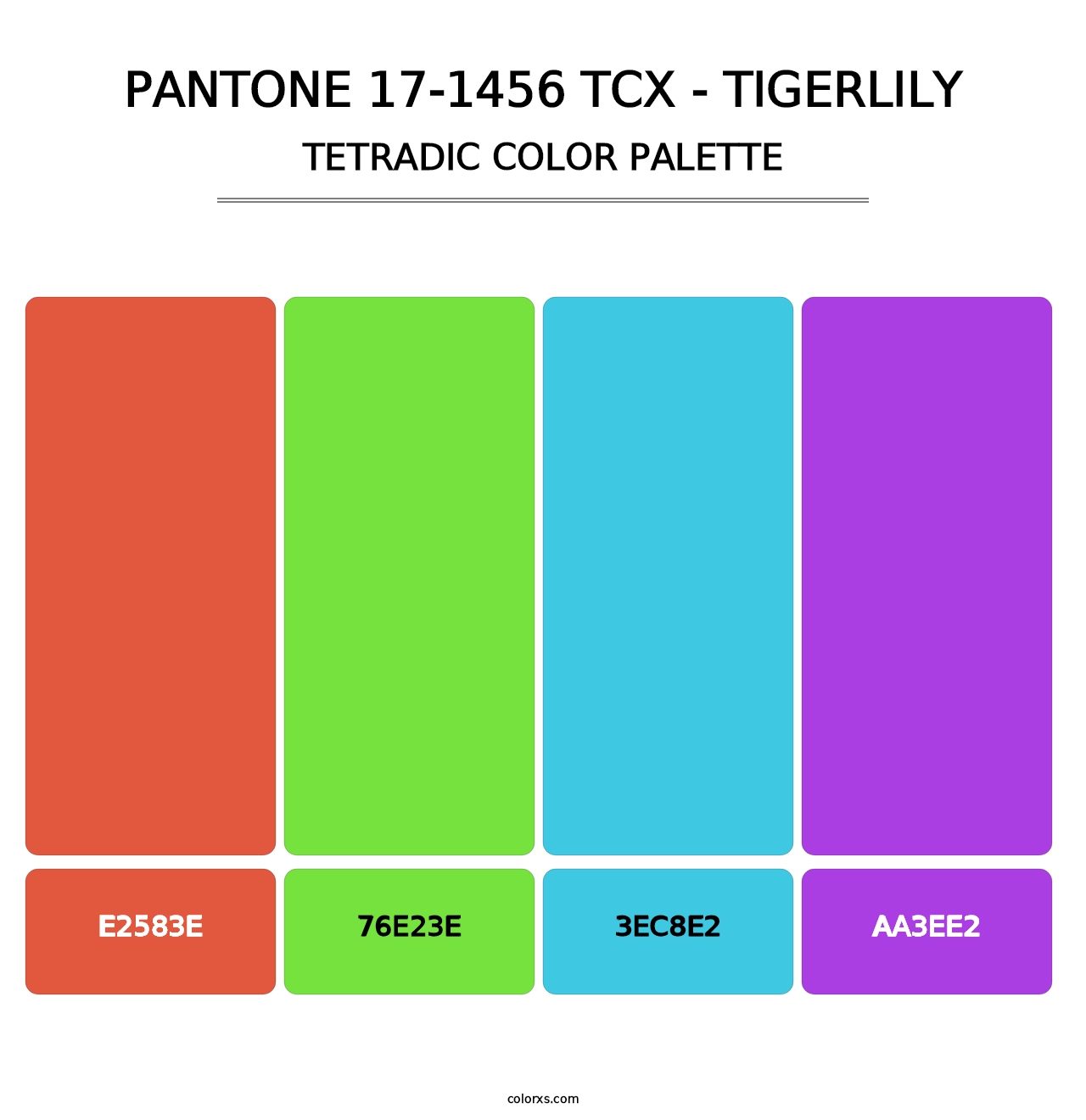 PANTONE 17-1456 TCX - Tigerlily - Tetradic Color Palette