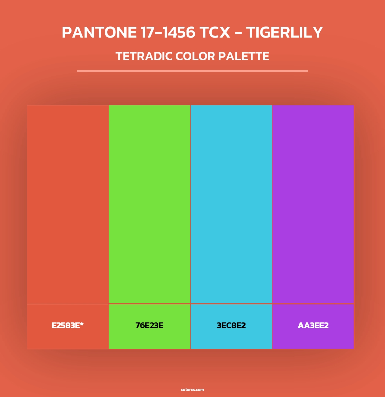 PANTONE 17-1456 TCX - Tigerlily - Tetradic Color Palette