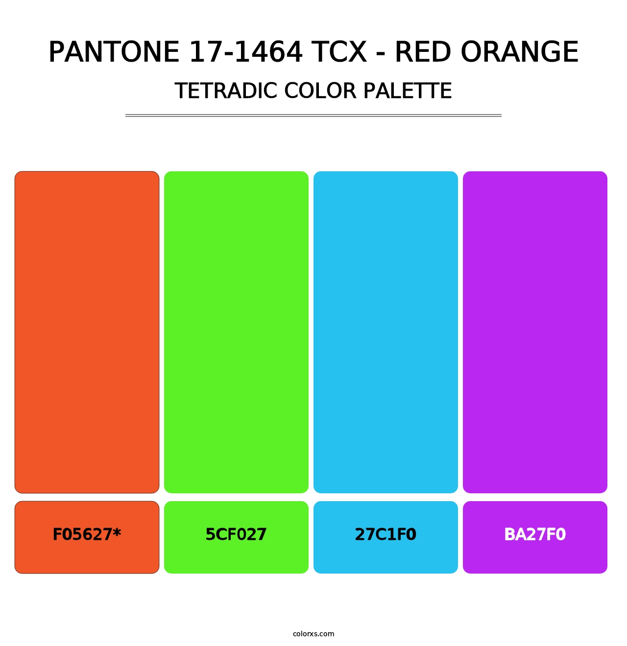 PANTONE 17-1464 TCX - Red Orange - Tetradic Color Palette