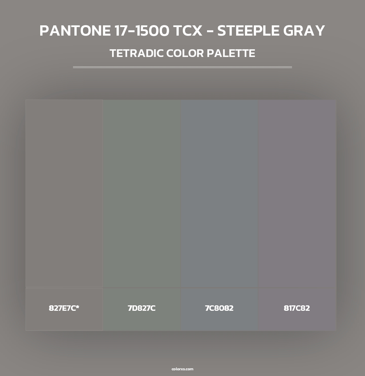 PANTONE 17-1500 TCX - Steeple Gray - Tetradic Color Palette