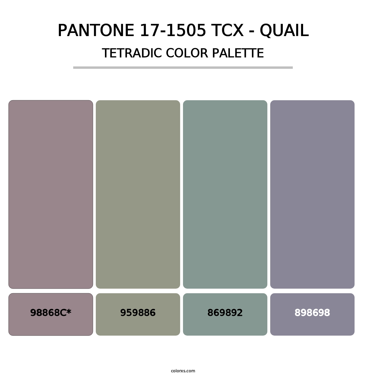 PANTONE 17-1505 TCX - Quail - Tetradic Color Palette