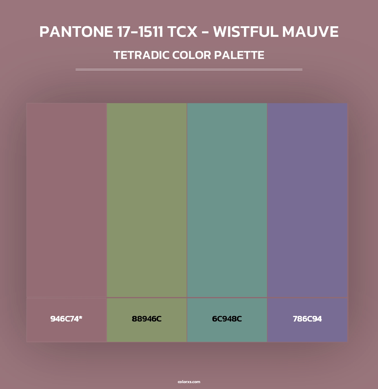 PANTONE 17-1511 TCX - Wistful Mauve - Tetradic Color Palette