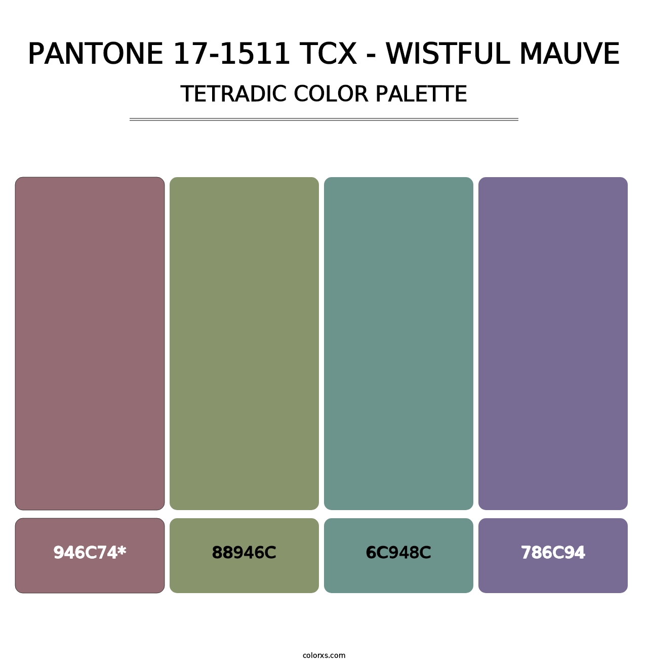 PANTONE 17-1511 TCX - Wistful Mauve - Tetradic Color Palette