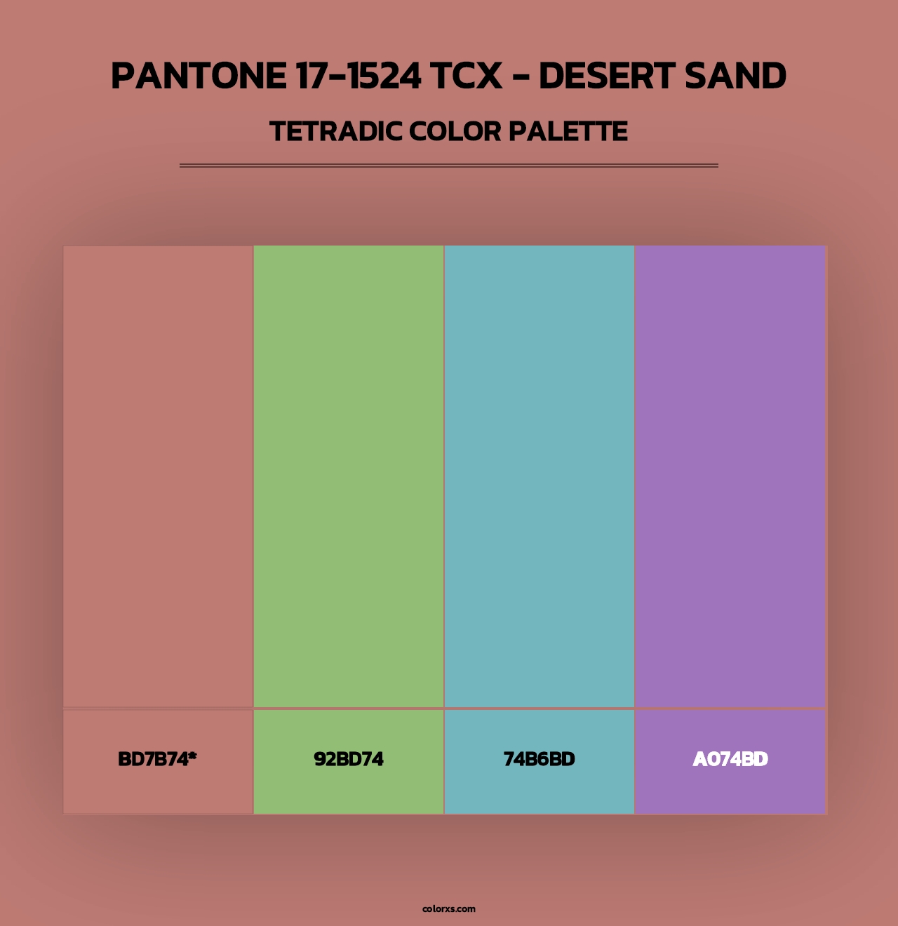 PANTONE 17-1524 TCX - Desert Sand - Tetradic Color Palette