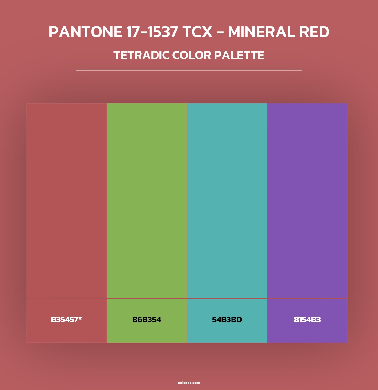PANTONE 17-1537 TCX - Mineral Red - Tetradic Color Palette