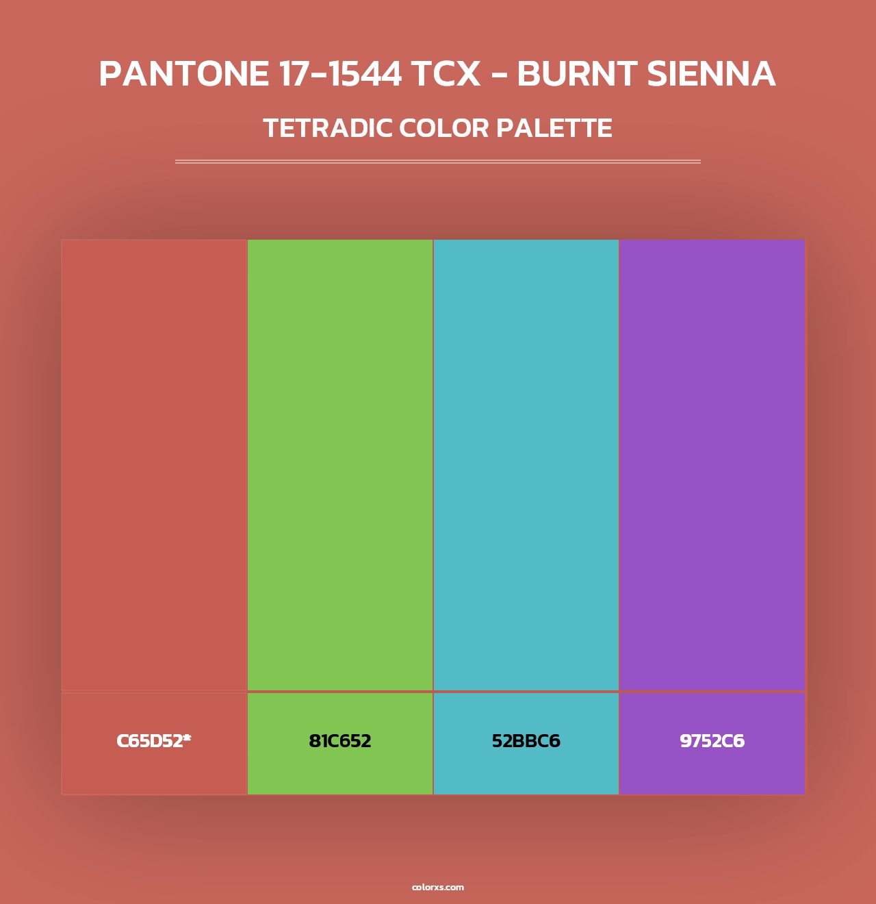 PANTONE 17-1544 TCX - Burnt Sienna - Tetradic Color Palette