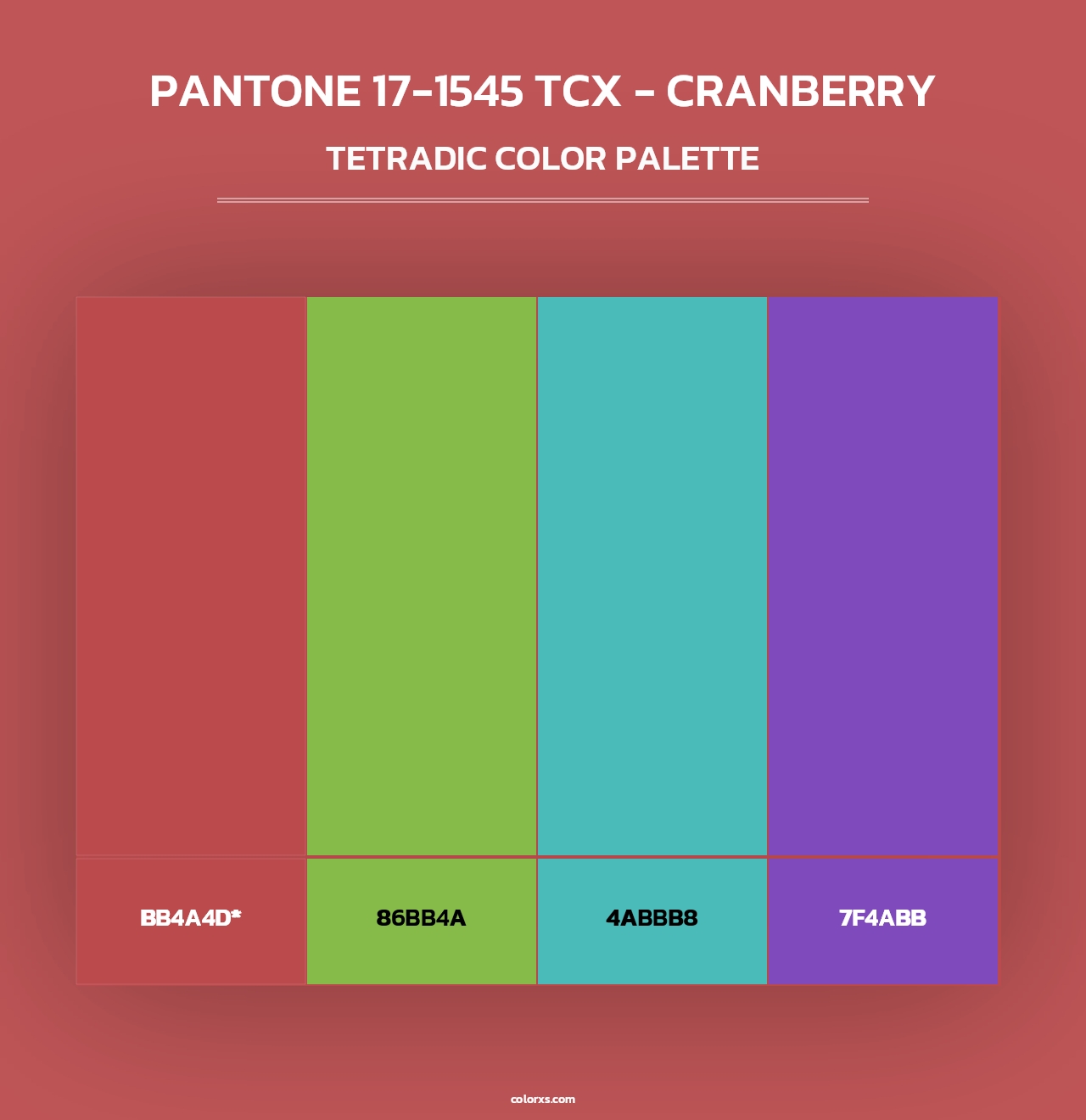 PANTONE 17-1545 TCX - Cranberry - Tetradic Color Palette