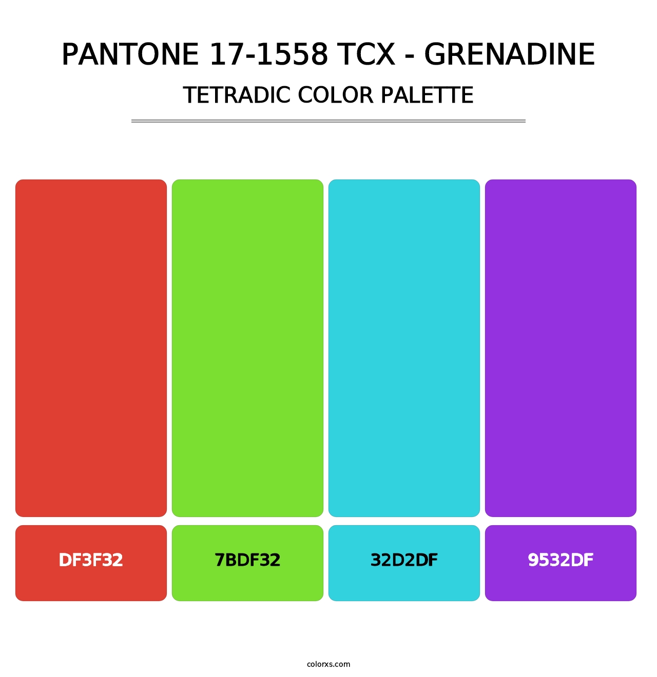 PANTONE 17-1558 TCX - Grenadine - Tetradic Color Palette