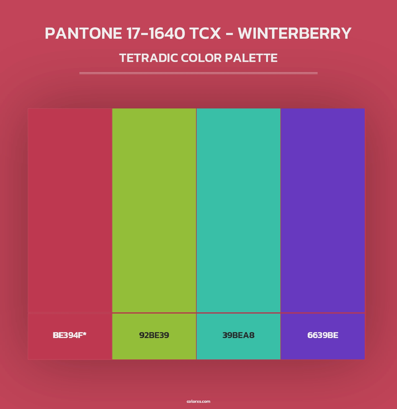 PANTONE 17-1640 TCX - Winterberry - Tetradic Color Palette