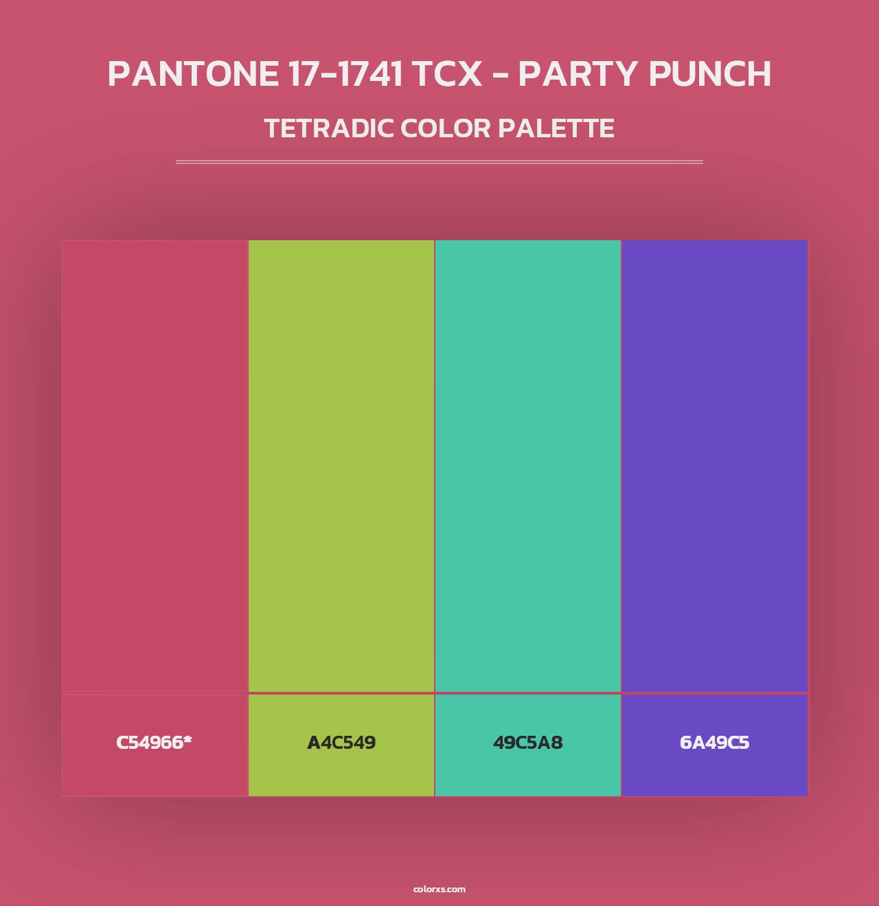 PANTONE 17-1741 TCX - Party Punch - Tetradic Color Palette