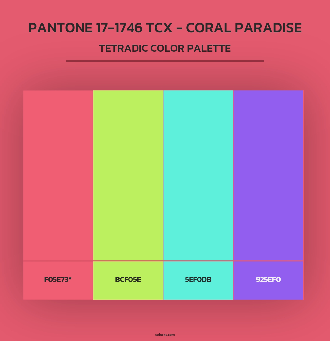 PANTONE 17-1746 TCX - Coral Paradise - Tetradic Color Palette