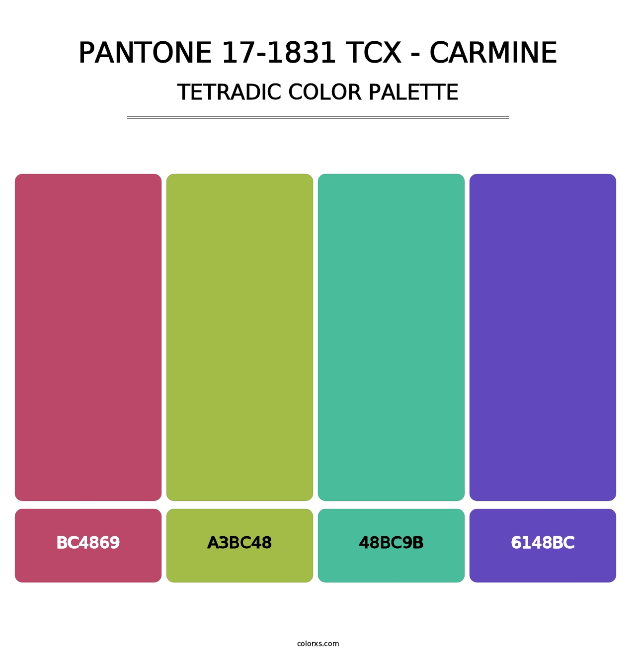 PANTONE 17-1831 TCX - Carmine - Tetradic Color Palette