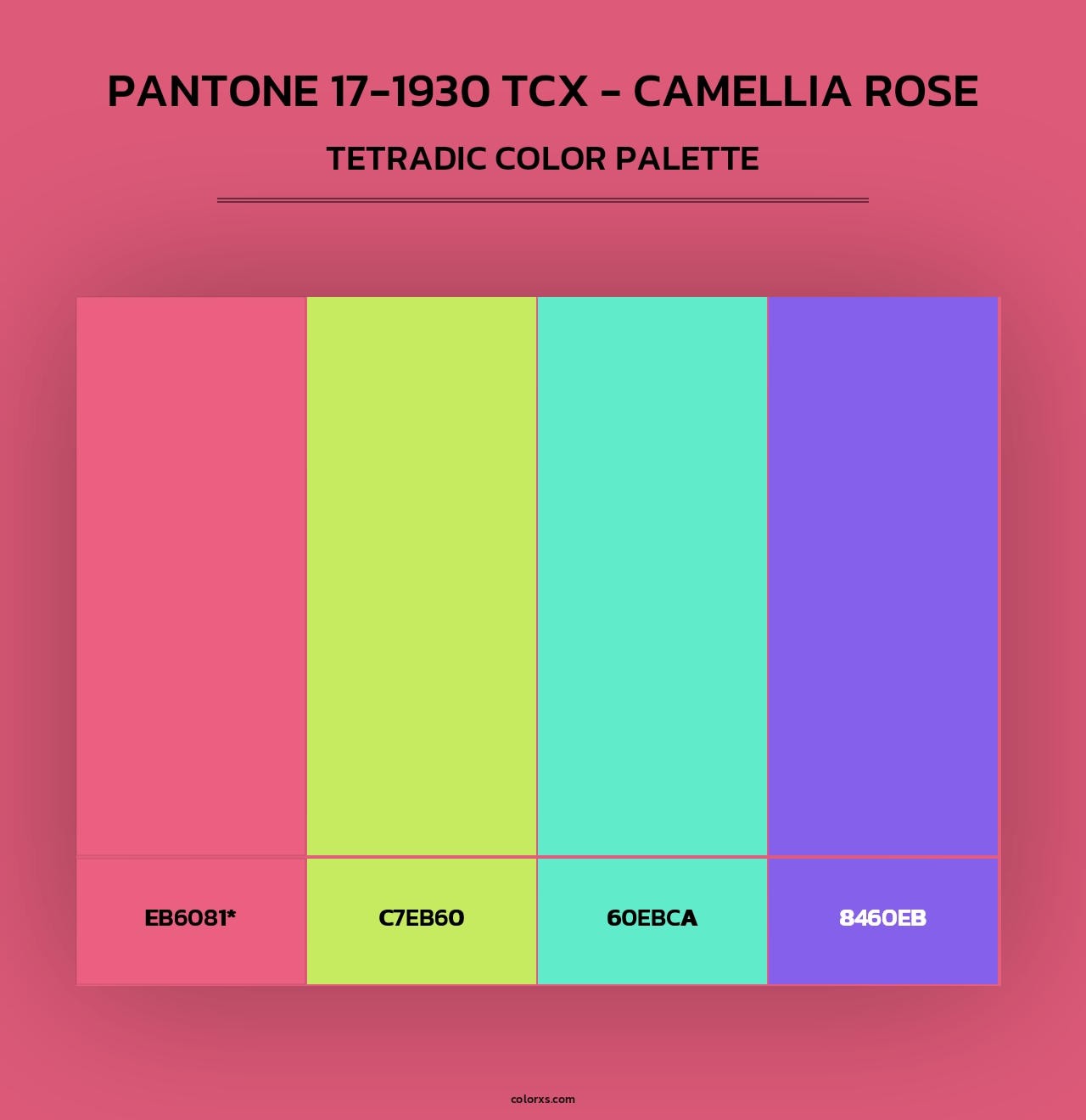 PANTONE 17-1930 TCX - Camellia Rose - Tetradic Color Palette