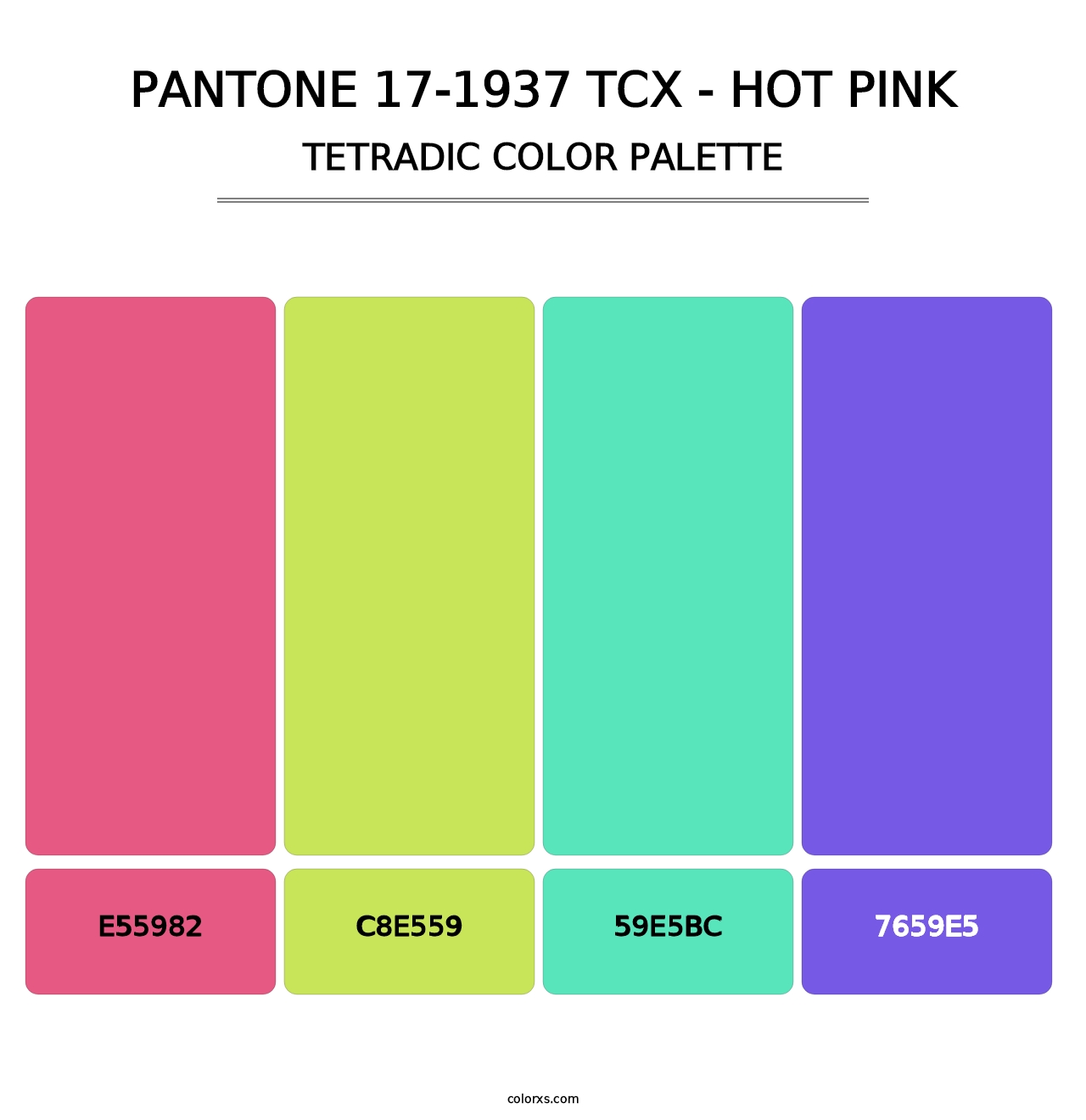 PANTONE 17-1937 TCX - Hot Pink - Tetradic Color Palette