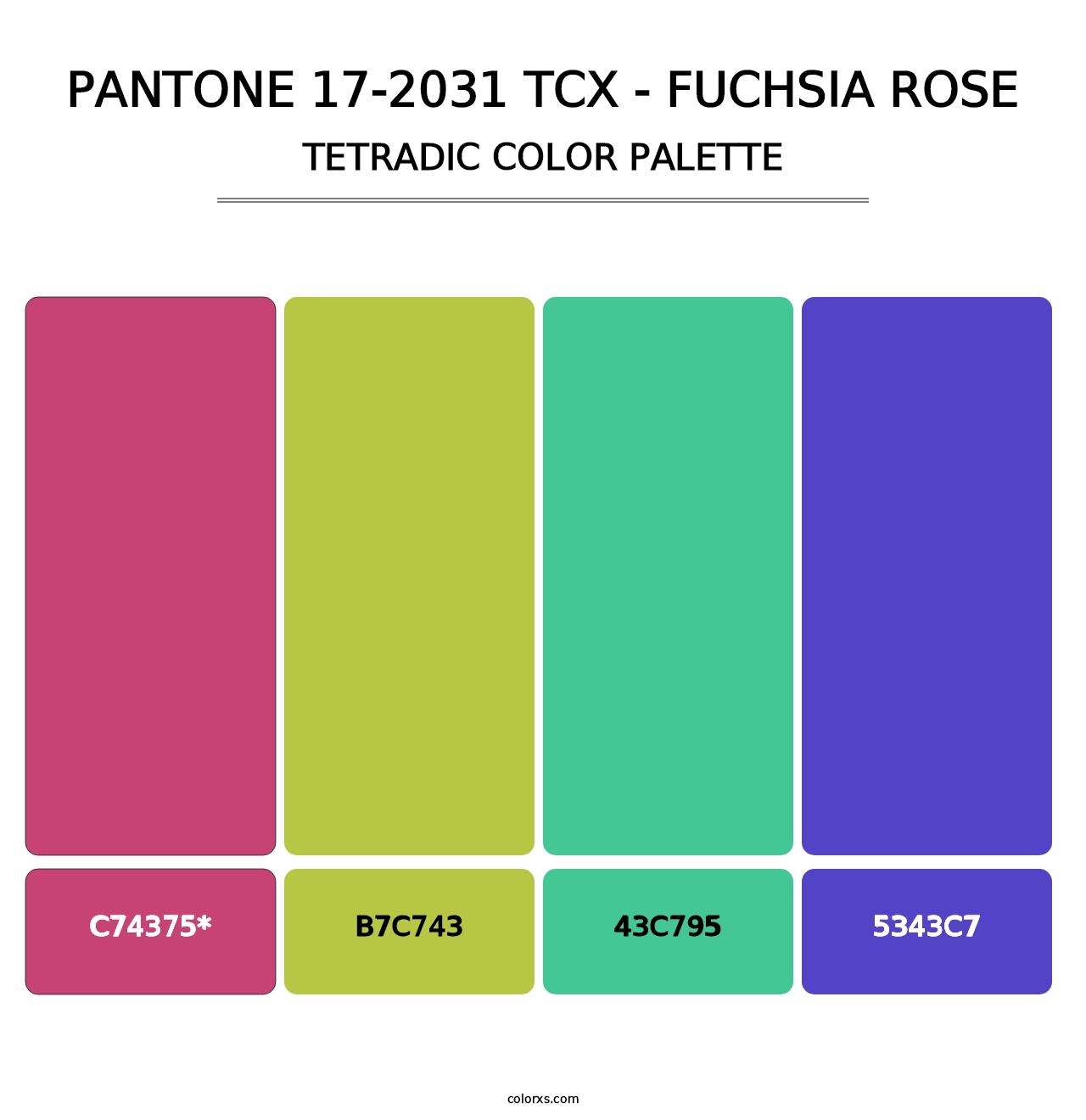 PANTONE 17-2031 TCX - Fuchsia Rose - Tetradic Color Palette