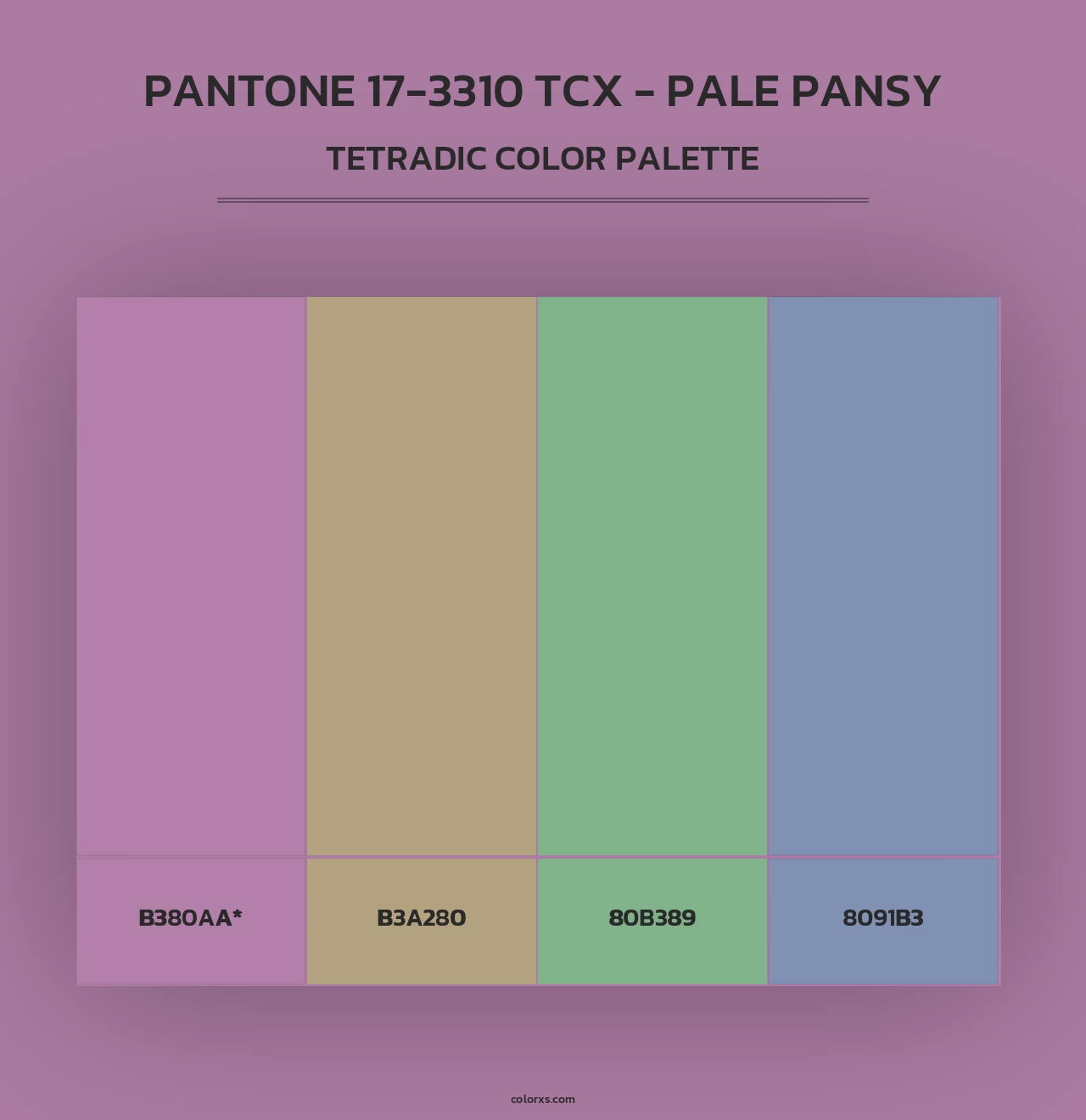 PANTONE 17-3310 TCX - Pale Pansy - Tetradic Color Palette