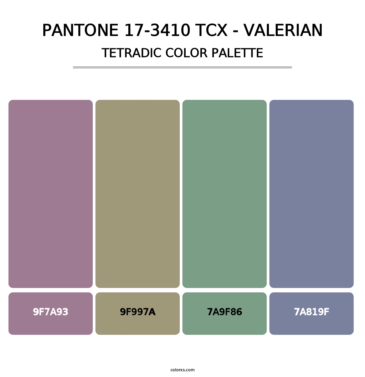 PANTONE 17-3410 TCX - Valerian - Tetradic Color Palette