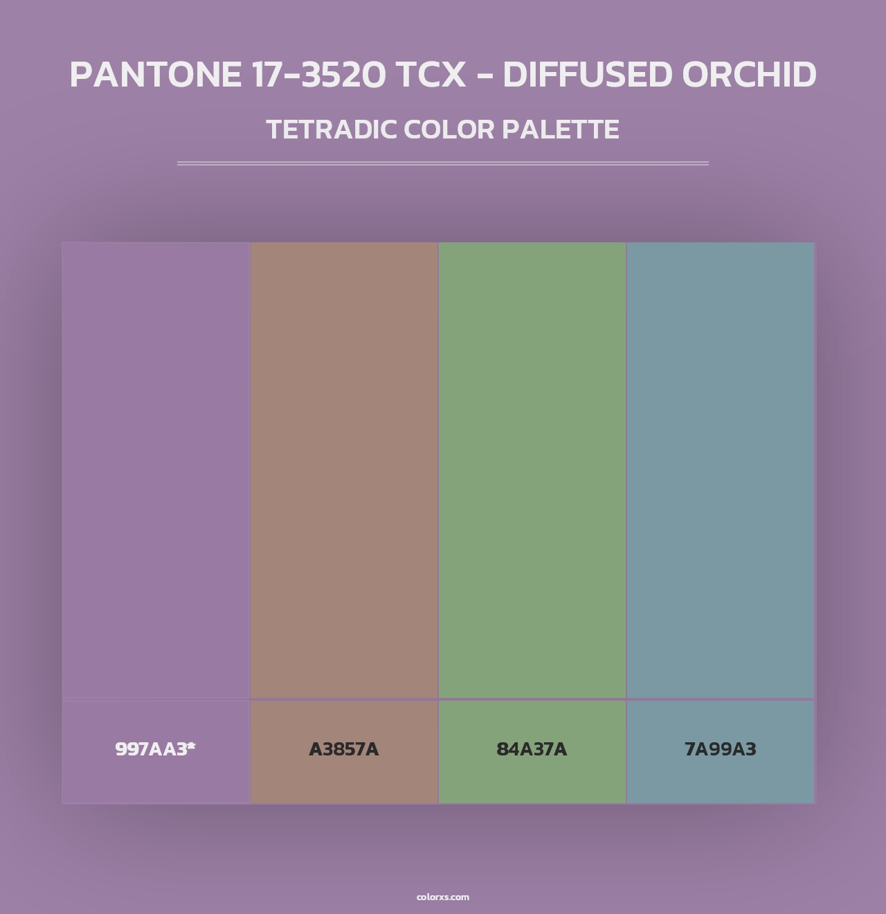 PANTONE 17-3520 TCX - Diffused Orchid - Tetradic Color Palette