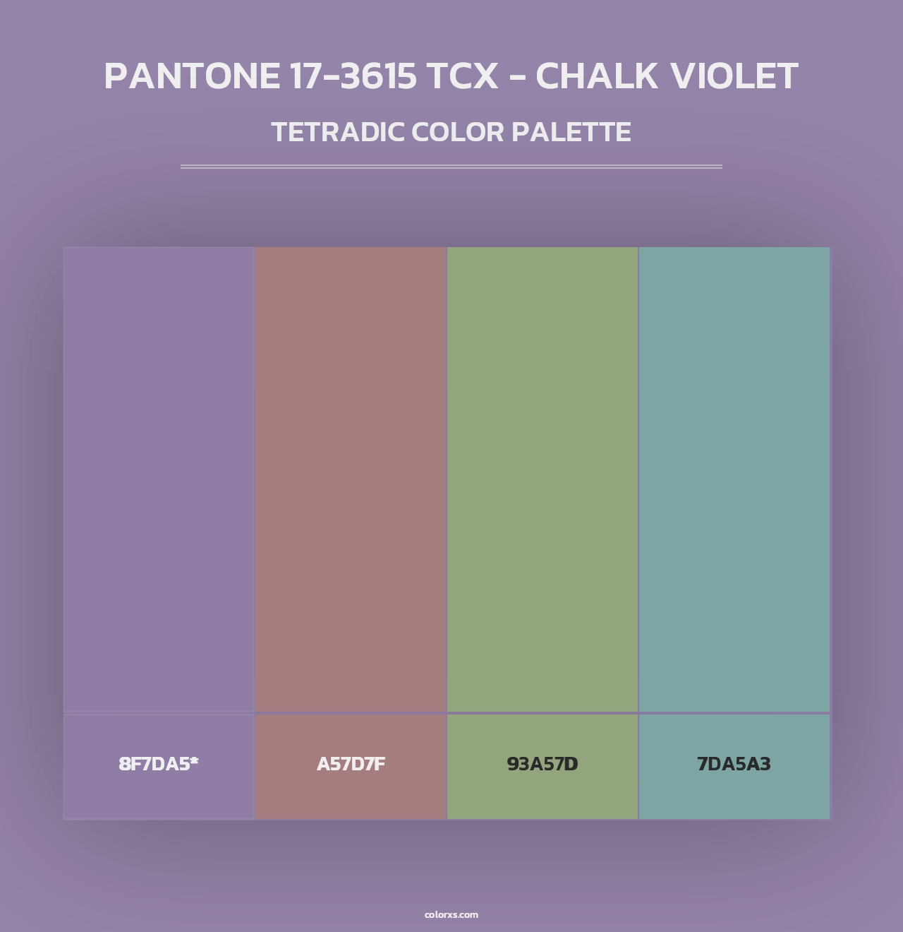 PANTONE 17-3615 TCX - Chalk Violet - Tetradic Color Palette