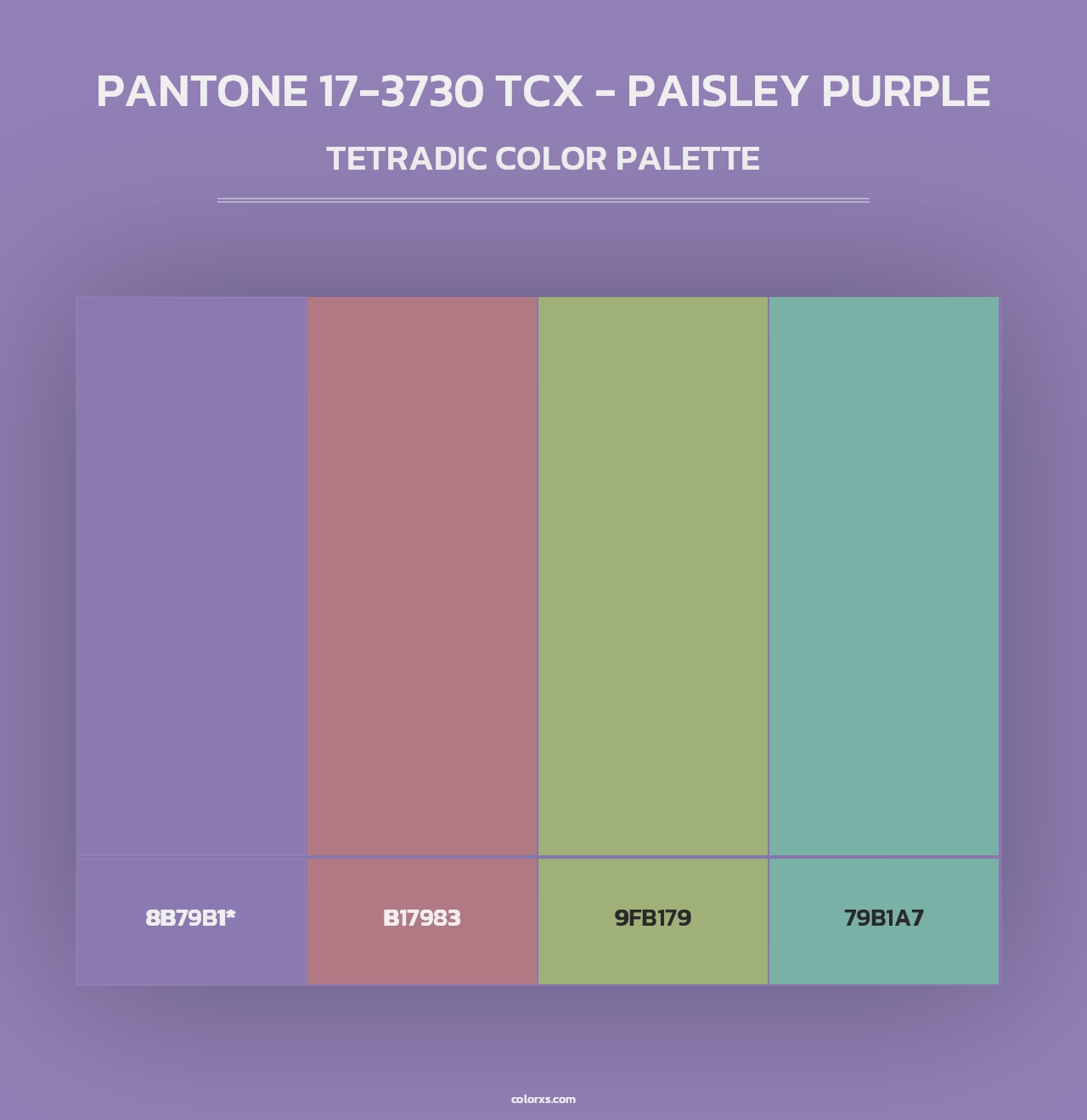 PANTONE 17-3730 TCX - Paisley Purple - Tetradic Color Palette