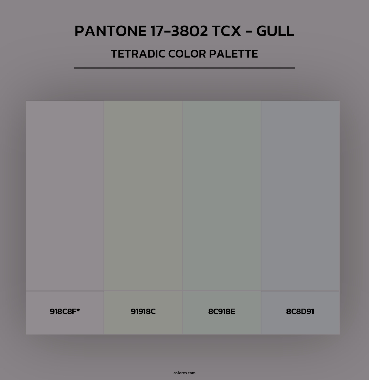 PANTONE 17-3802 TCX - Gull - Tetradic Color Palette