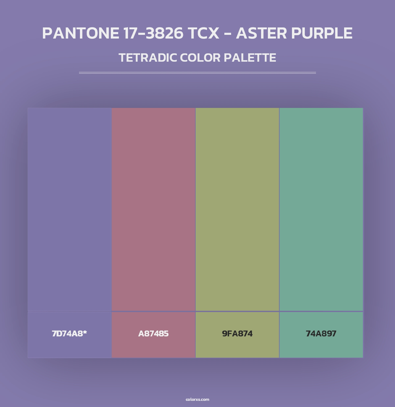 PANTONE 17-3826 TCX - Aster Purple - Tetradic Color Palette