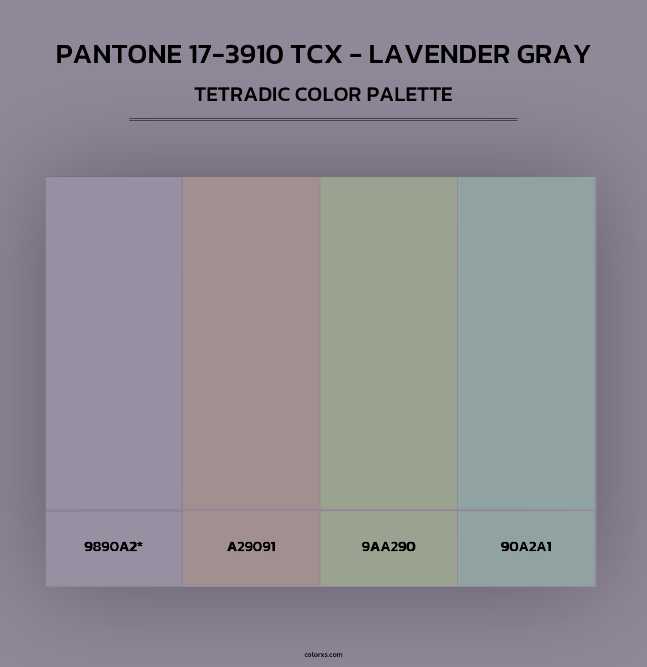 PANTONE 17-3910 TCX - Lavender Gray - Tetradic Color Palette