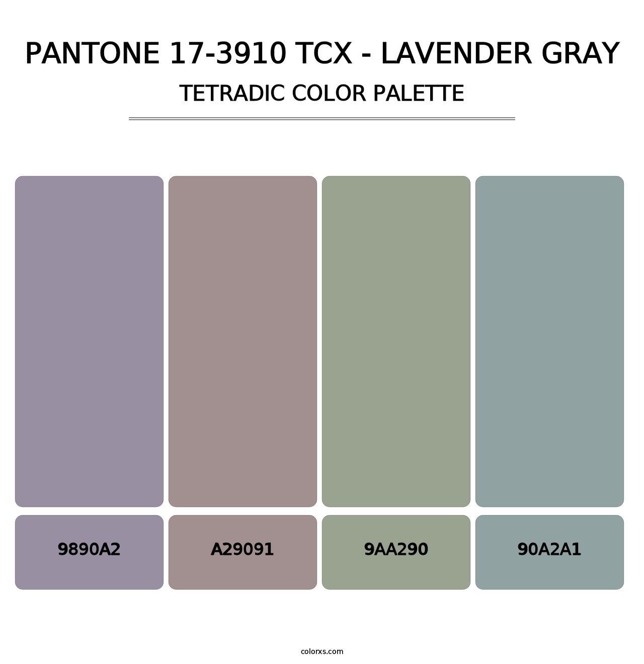 PANTONE 17-3910 TCX - Lavender Gray - Tetradic Color Palette