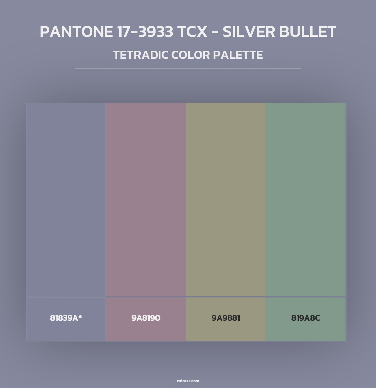 PANTONE 17-3933 TCX - Silver Bullet - Tetradic Color Palette