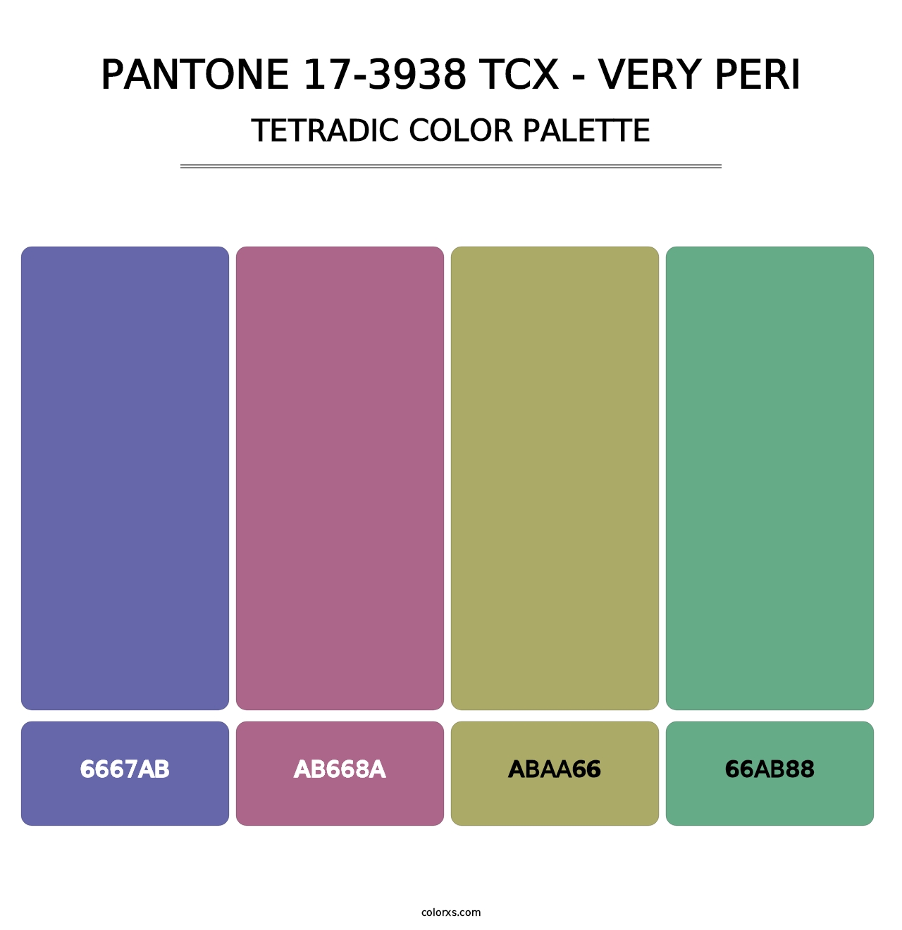 PANTONE 17-3938 TCX - Very Peri - Tetradic Color Palette