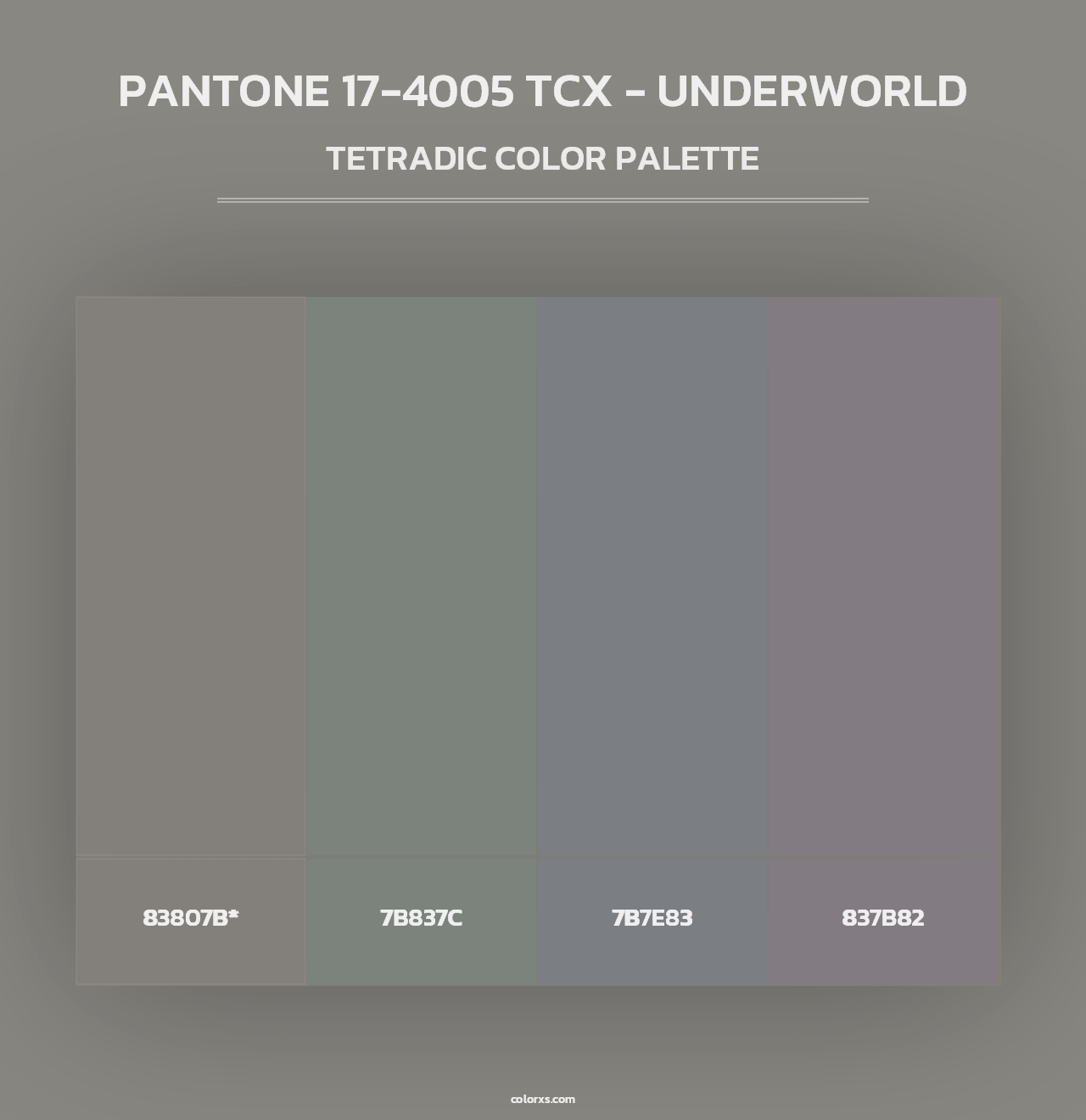 PANTONE 17-4005 TCX - Underworld - Tetradic Color Palette