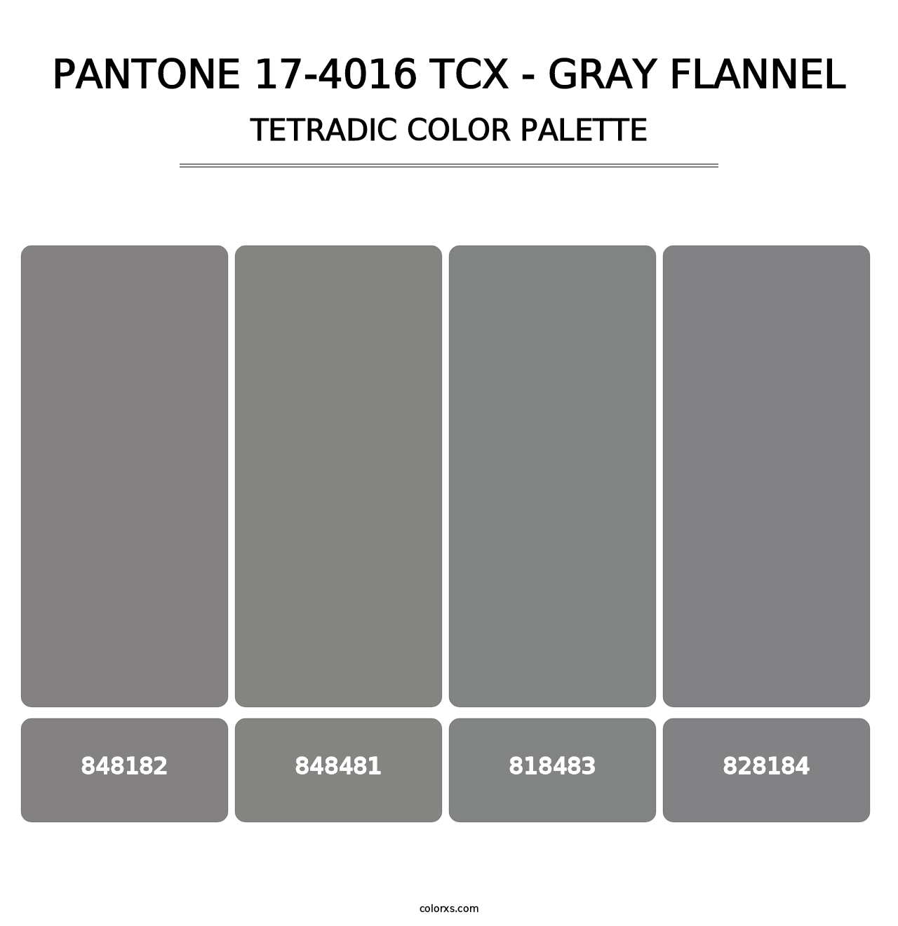 PANTONE 17-4016 TCX - Gray Flannel - Tetradic Color Palette