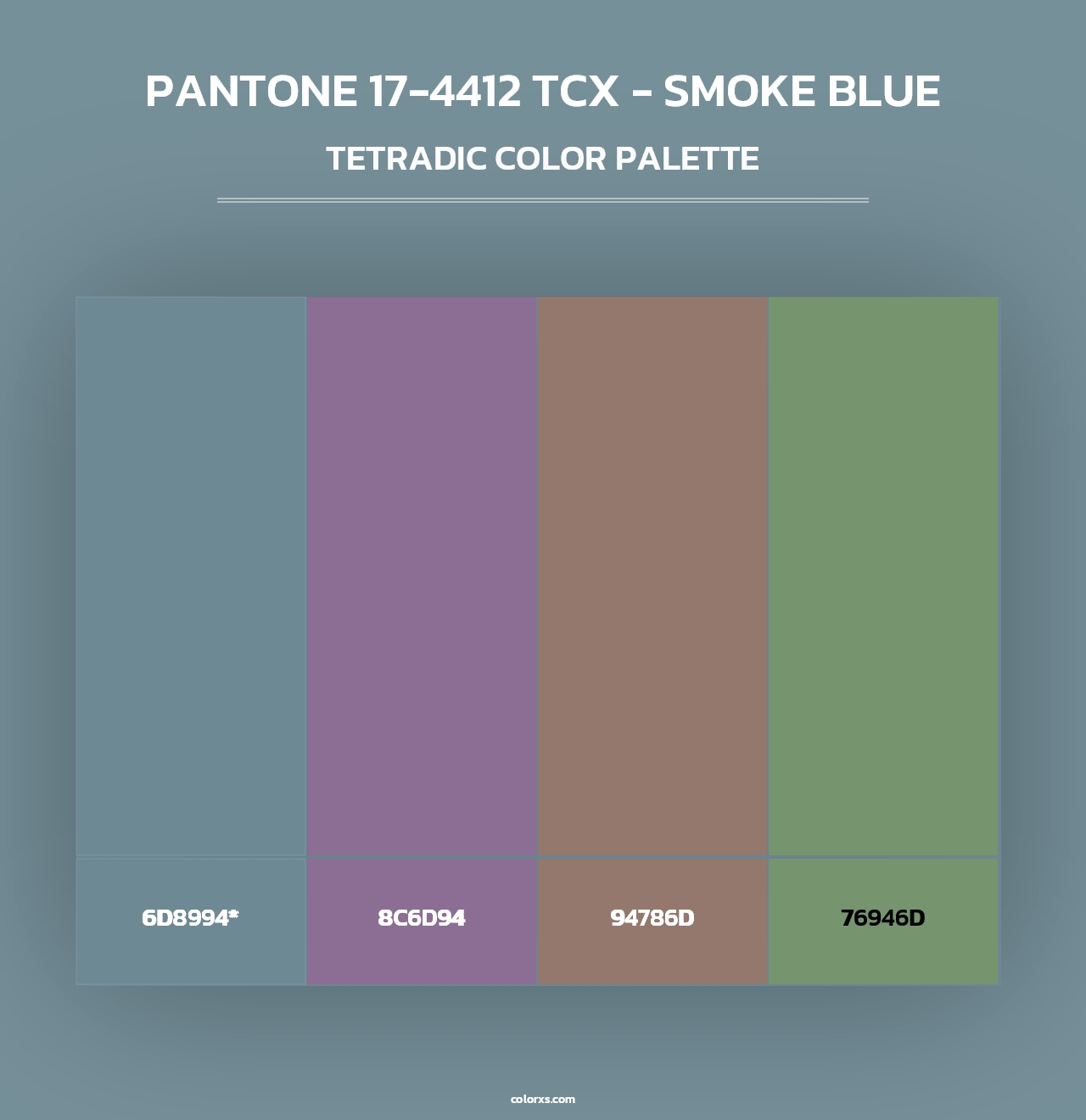 PANTONE 17-4412 TCX - Smoke Blue - Tetradic Color Palette