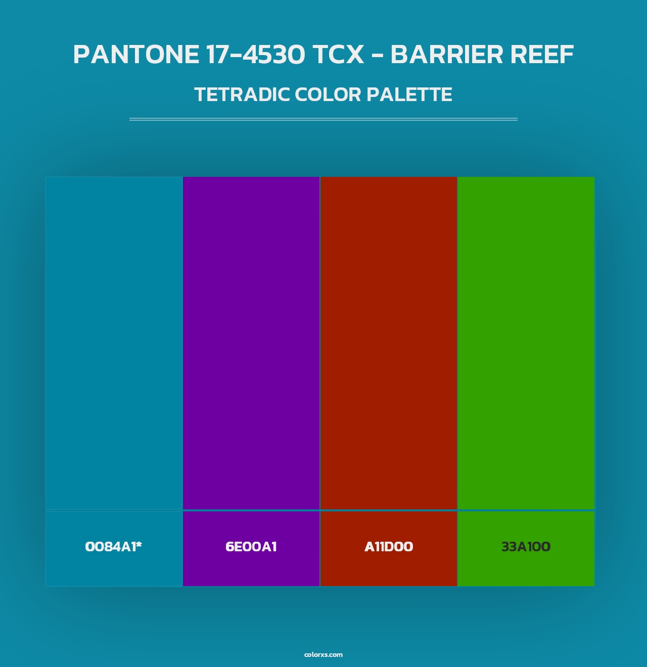 PANTONE 17-4530 TCX - Barrier Reef - Tetradic Color Palette