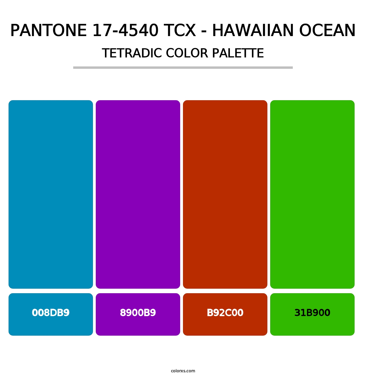PANTONE 17-4540 TCX - Hawaiian Ocean - Tetradic Color Palette