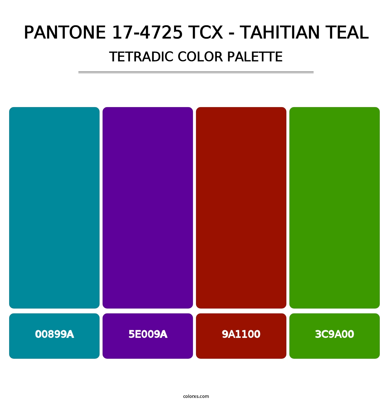 PANTONE 17-4725 TCX - Tahitian Teal - Tetradic Color Palette