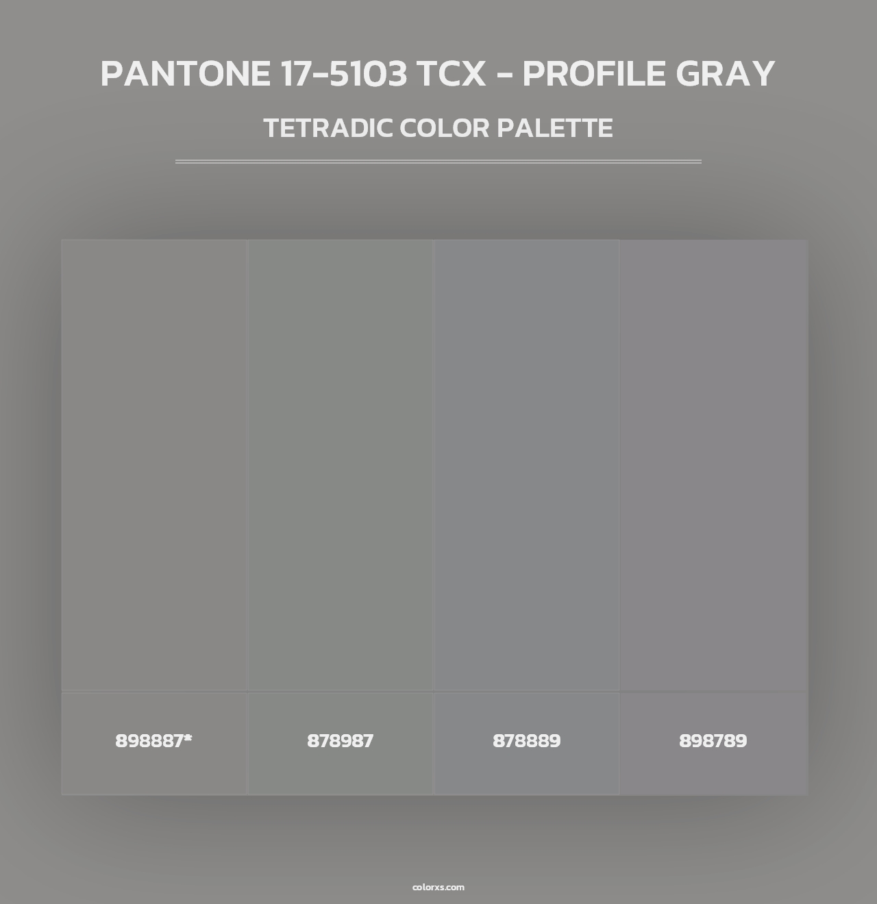 PANTONE 17-5103 TCX - Profile Gray - Tetradic Color Palette