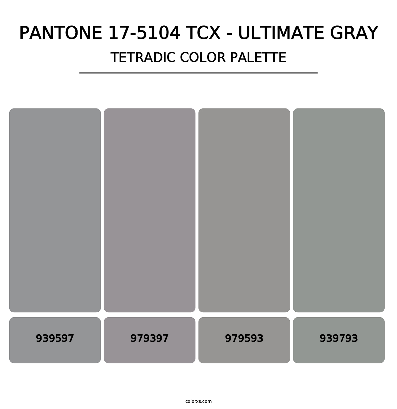 PANTONE 17-5104 TCX - Ultimate Gray - Tetradic Color Palette