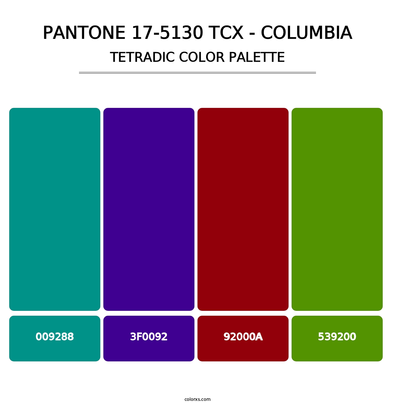 PANTONE 17-5130 TCX - Columbia - Tetradic Color Palette
