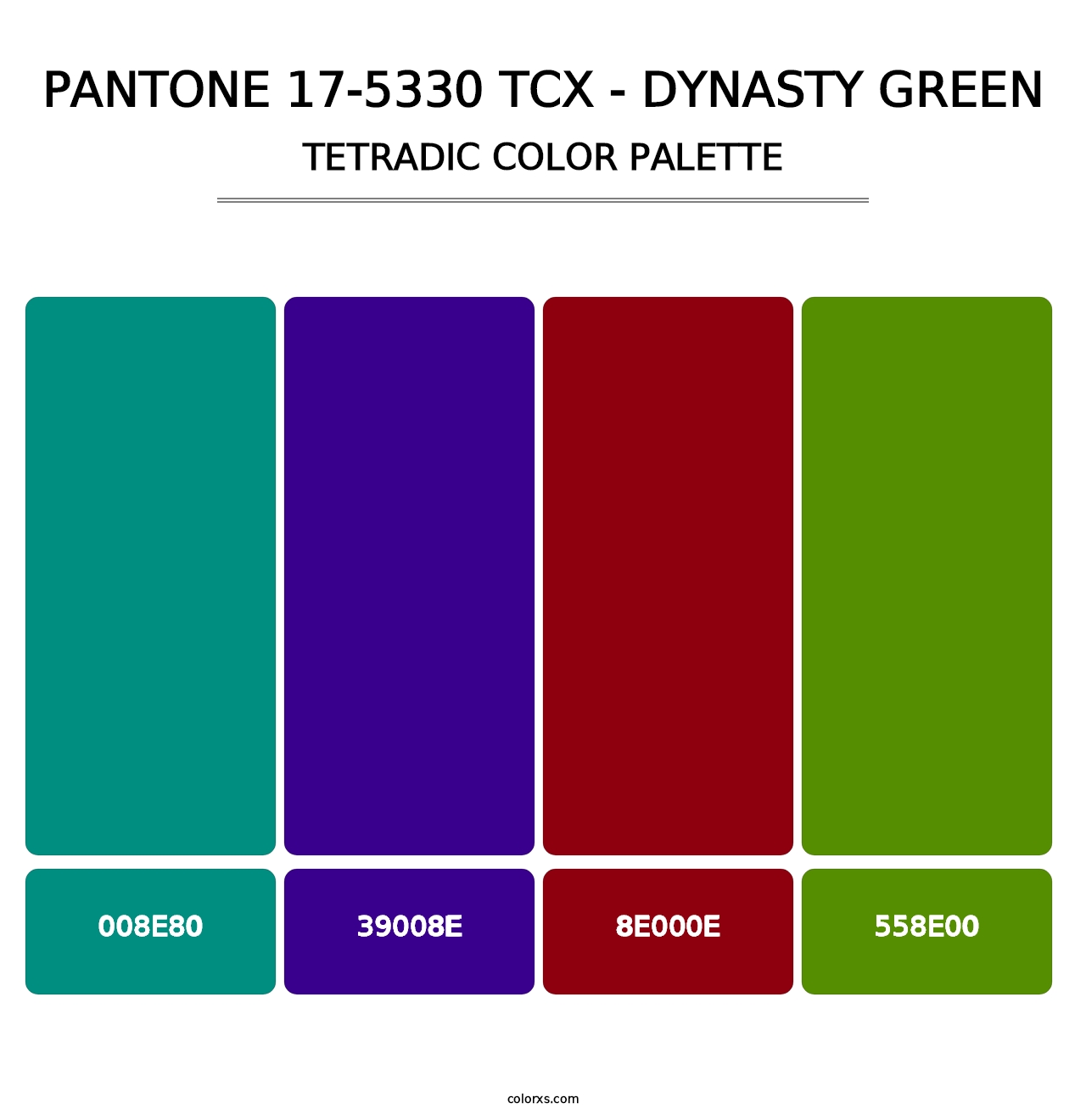 PANTONE 17-5330 TCX - Dynasty Green - Tetradic Color Palette
